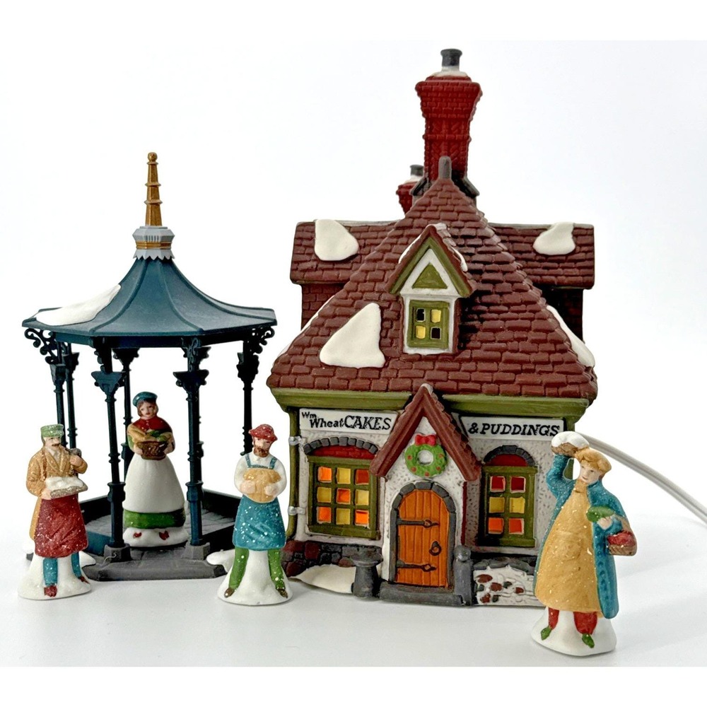 Dept 56 Dickens Village Lot Wm Wheatcakes & Puddings Shopkeepers Gazebo Xmas Vtg